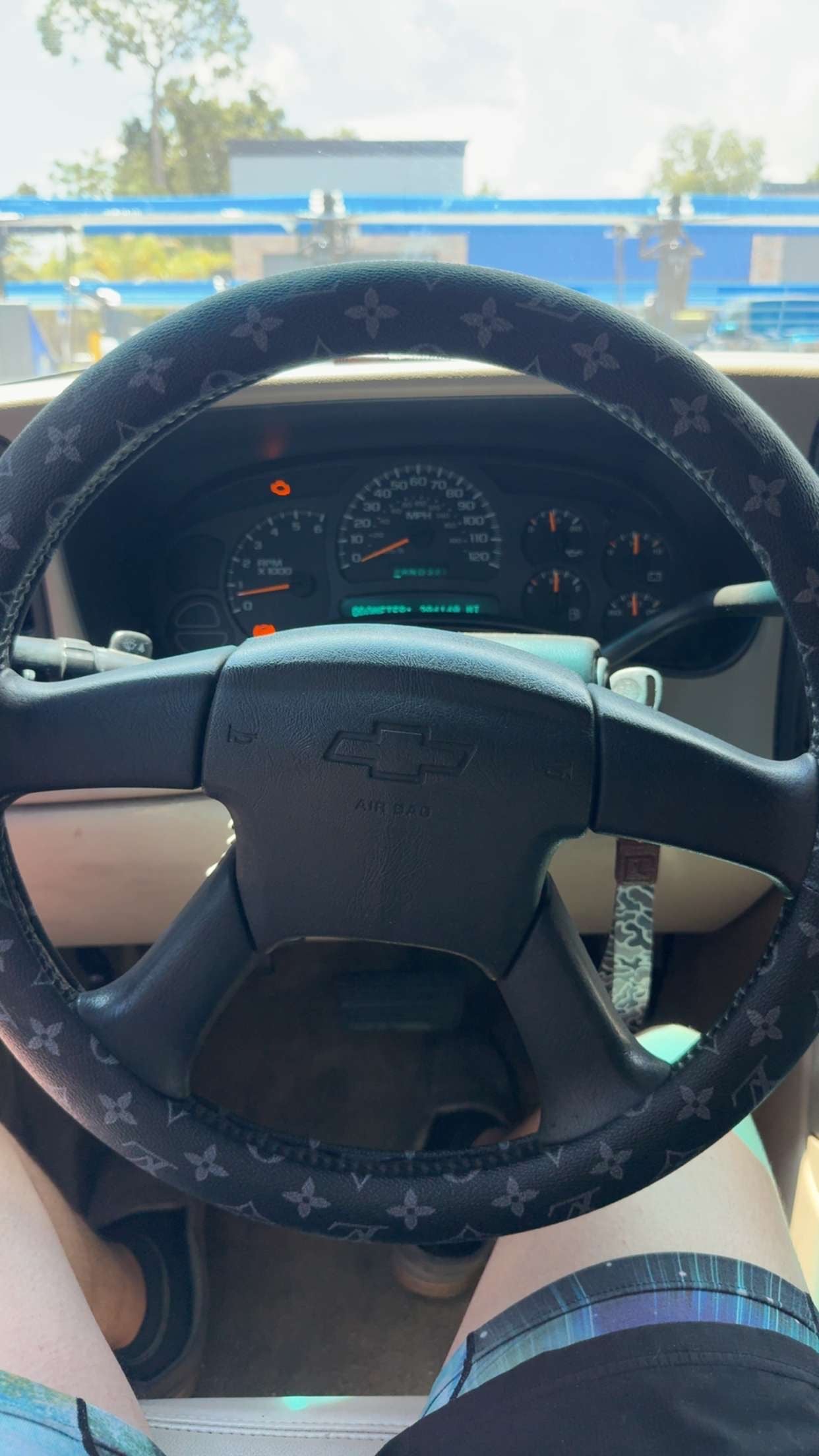 Black lv steering wheel cover
